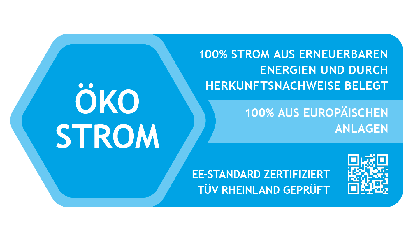 Siegel für zertifizierten Ökostrom